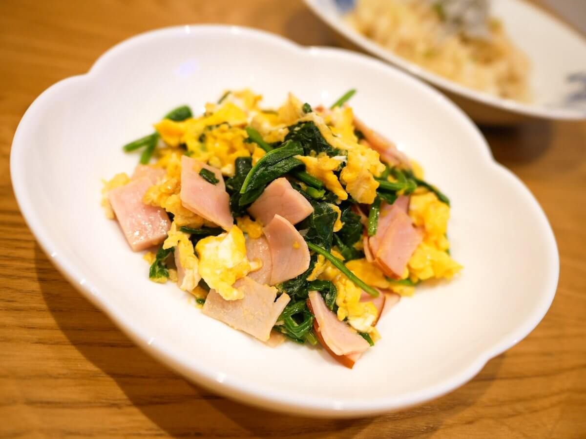 ほうれん草とロースハムの卵とじのレシピ Toco S Kitchen トコズキッチン